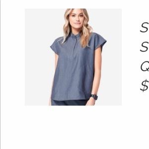 Figs Heather Denim Scrub top.